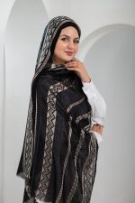طرحة كتان إيراني أسود × ذهبي