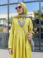 ⁦فستان بكسرات من القطن التويل (مسك تويل)⁩ - الصورة ⁦9⁩